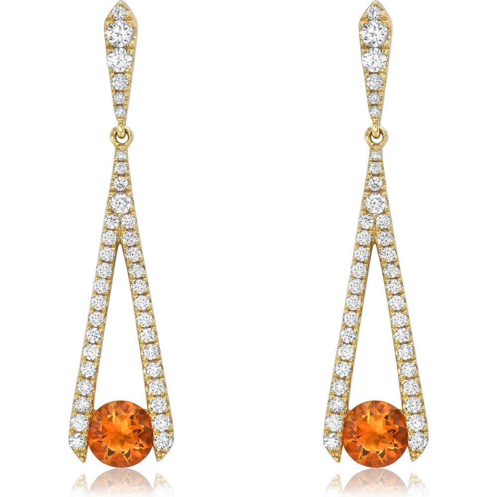 Citrine and Diamond Omakase Earrings in 18K Yellow Gold by Charles Krypell