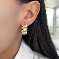 Citrine and Diamond Overlap Hoop Earrings in 18K White Gold by Charles Krypell