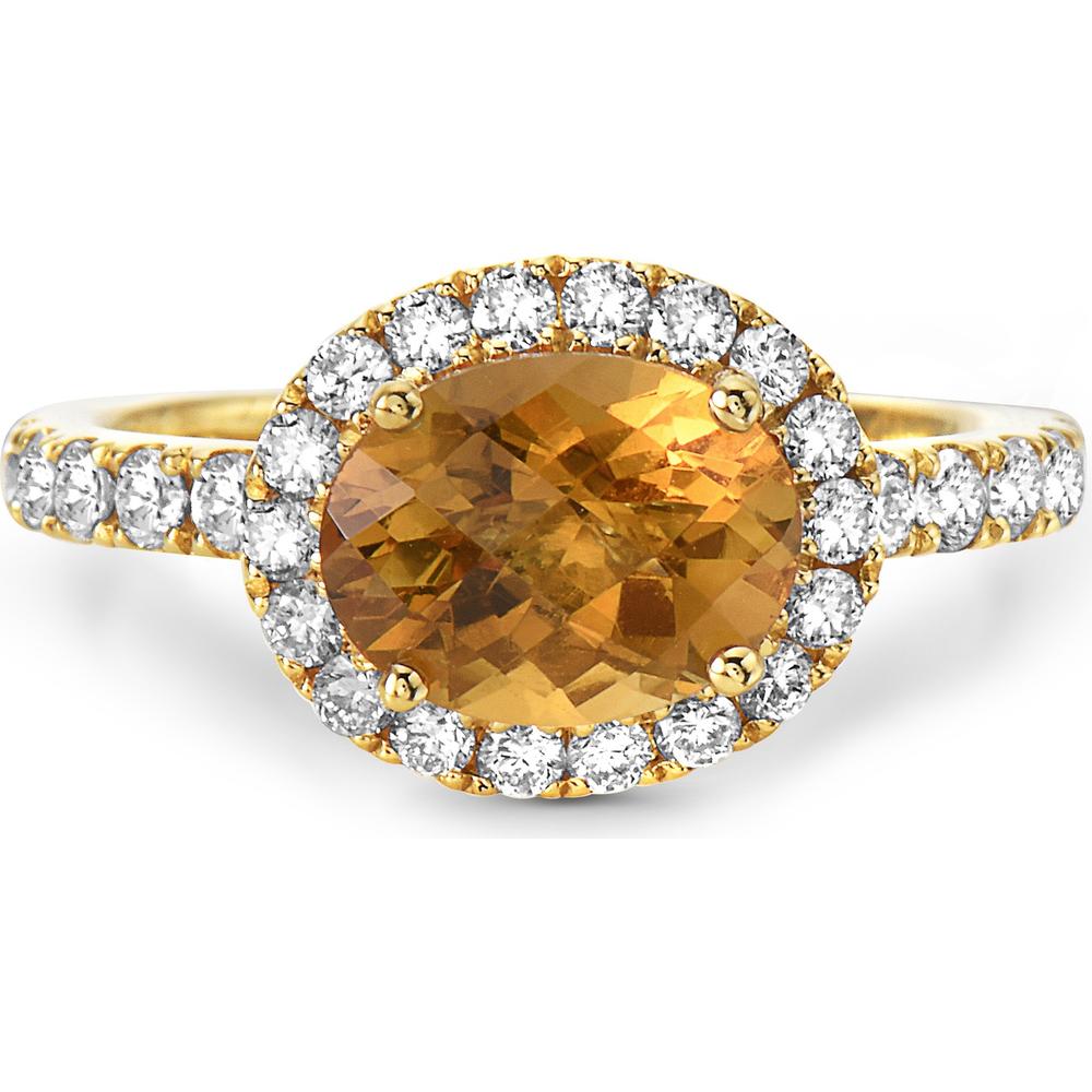 Citrine and Diamond Rocking Ring in 18K Yellow Gold by Charles Krypell