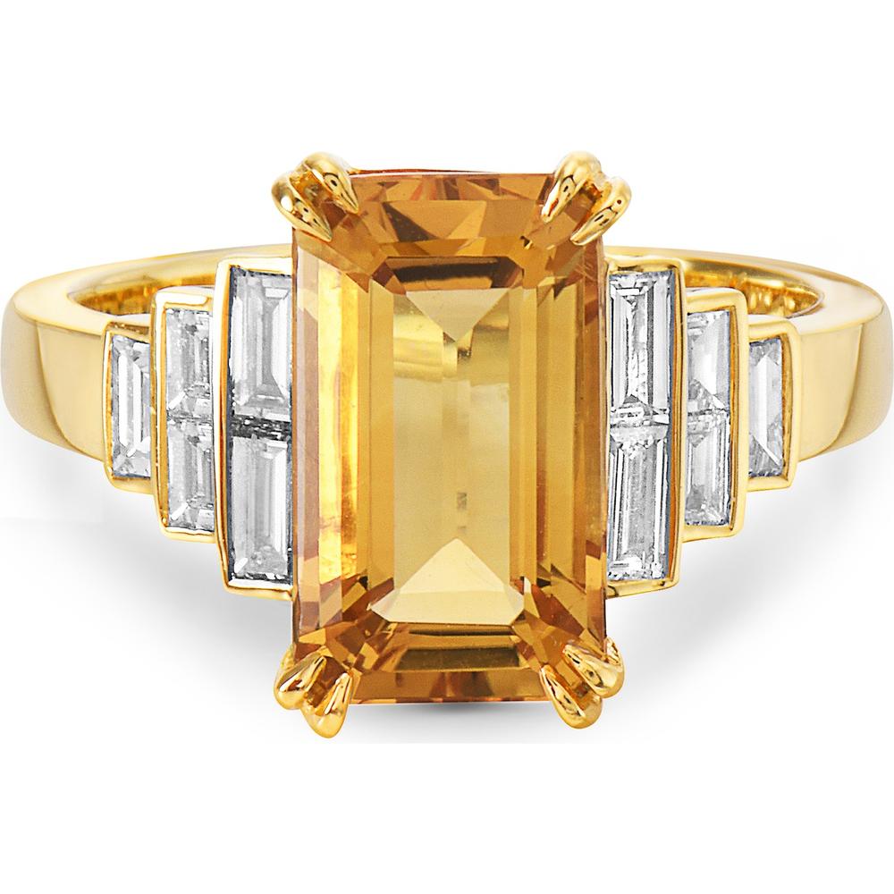 Citrine and Diamond Step Ring in 18K Yellow Gold by Charles Krypell