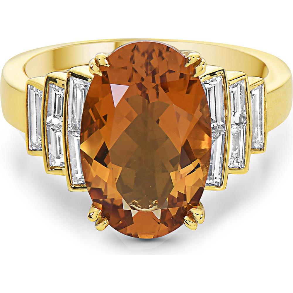 Citrine and Diamond Step Ring in 18K Yellow Gold by Charles Krypell