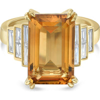 Citrine and Diamond Step Ring in 18K Yellow Gold by Charles Krypell
