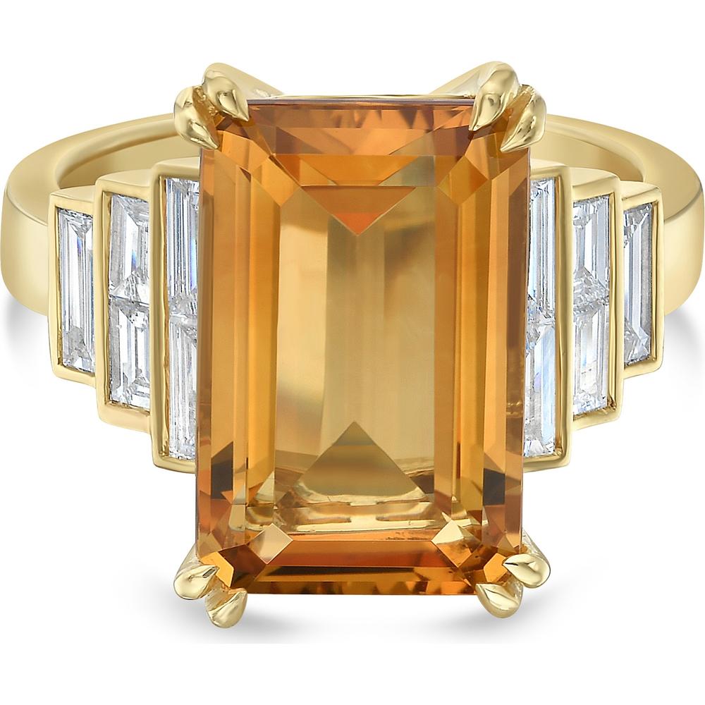 Citrine and Diamond Step Ring in 18K Yellow Gold by Charles Krypell