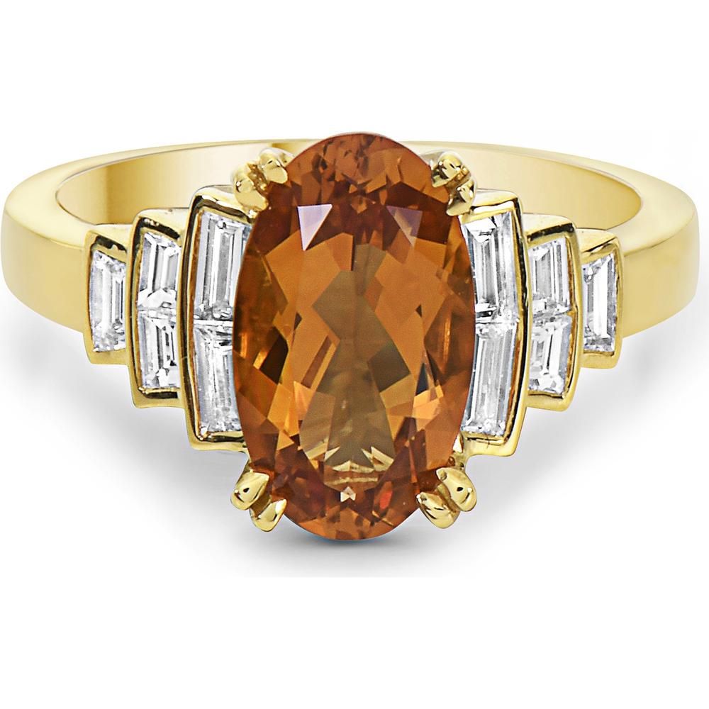 Citrine and Diamond Step Ring in 18K Yellow Gold by Charles Krypell