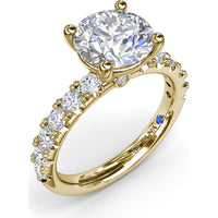 Classic Cathedral Solitaire Engagement Ring Setting with Pavé Diamond Band by Fana - 0.70 Carat Total Diamond Weight
