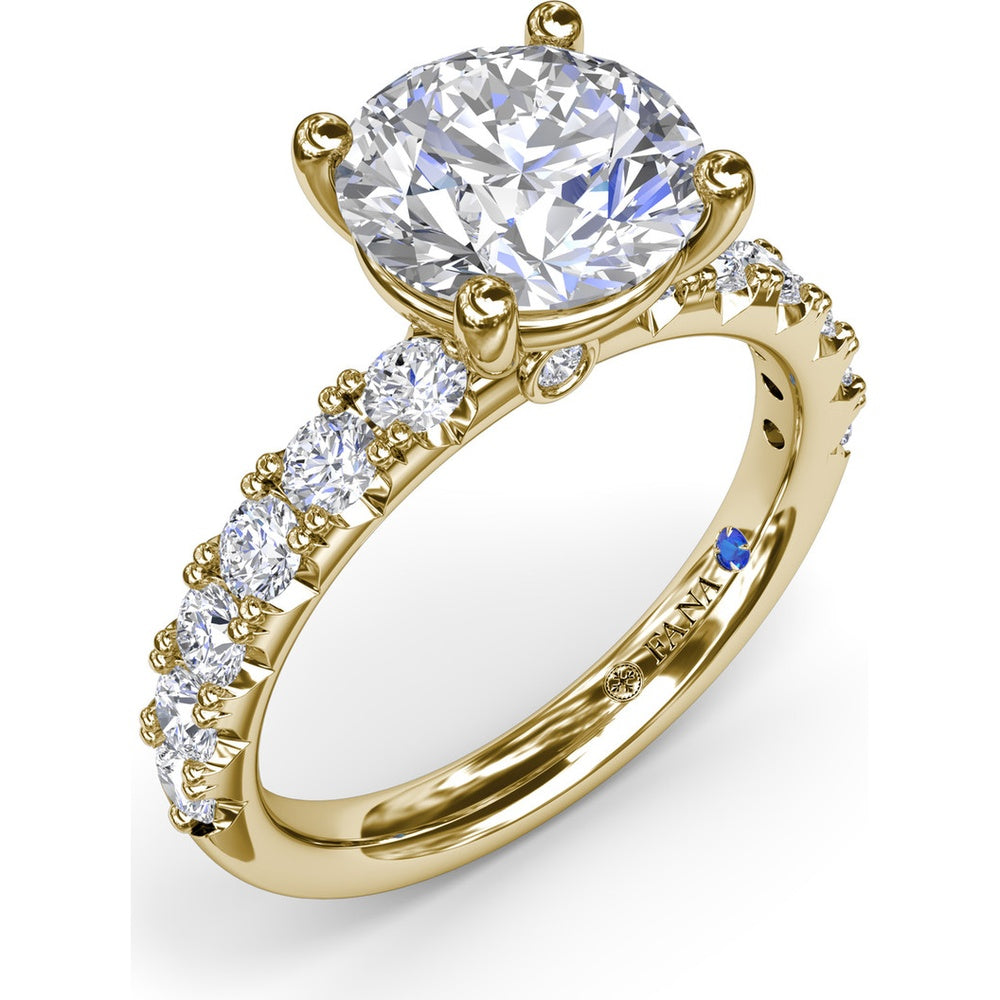 Classic Cathedral Solitaire Engagement Ring Setting with Pavé Diamond Band by Fana - 0.70 Carat Total Diamond Weight