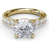Classic Cathedral Solitaire Engagement Ring Setting with Pavé Diamond Band by Fana - 0.70 Carat Total Diamond Weight