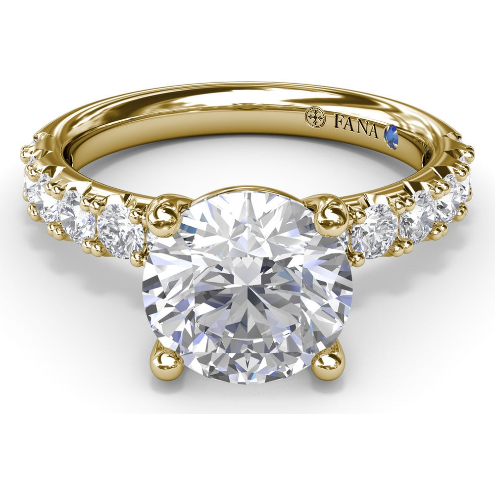 Classic Cathedral Solitaire Engagement Ring Setting with Pavé Diamond Band by Fana - 0.70 Carat Total Diamond Weight