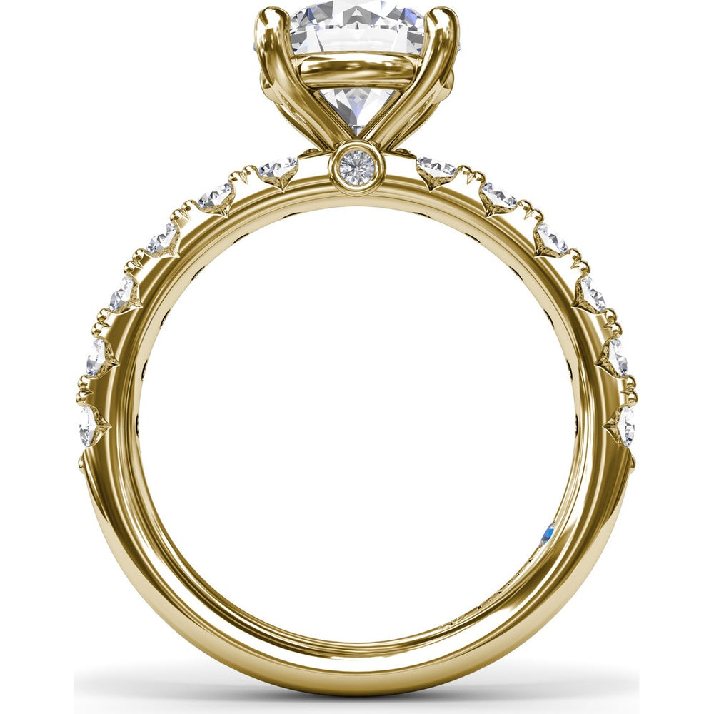 Classic Cathedral Solitaire Engagement Ring Setting with Pavé Diamond Band by Fana - 0.70 Carat Total Diamond Weight