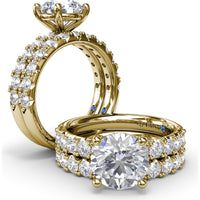 Classic Cathedral Solitaire Engagement Ring Setting with Pavé Diamond Band by Fana - 0.70 Carat Total Diamond Weight