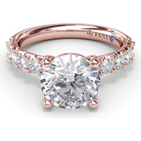 Classic Cathedral Solitaire Engagement Ring Setting with Pavé Diamond Band by Fana - 0.70 Carat Total Diamond Weight