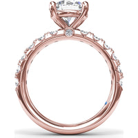 Classic Cathedral Solitaire Engagement Ring Setting with Pavé Diamond Band by Fana - 0.70 Carat Total Diamond Weight