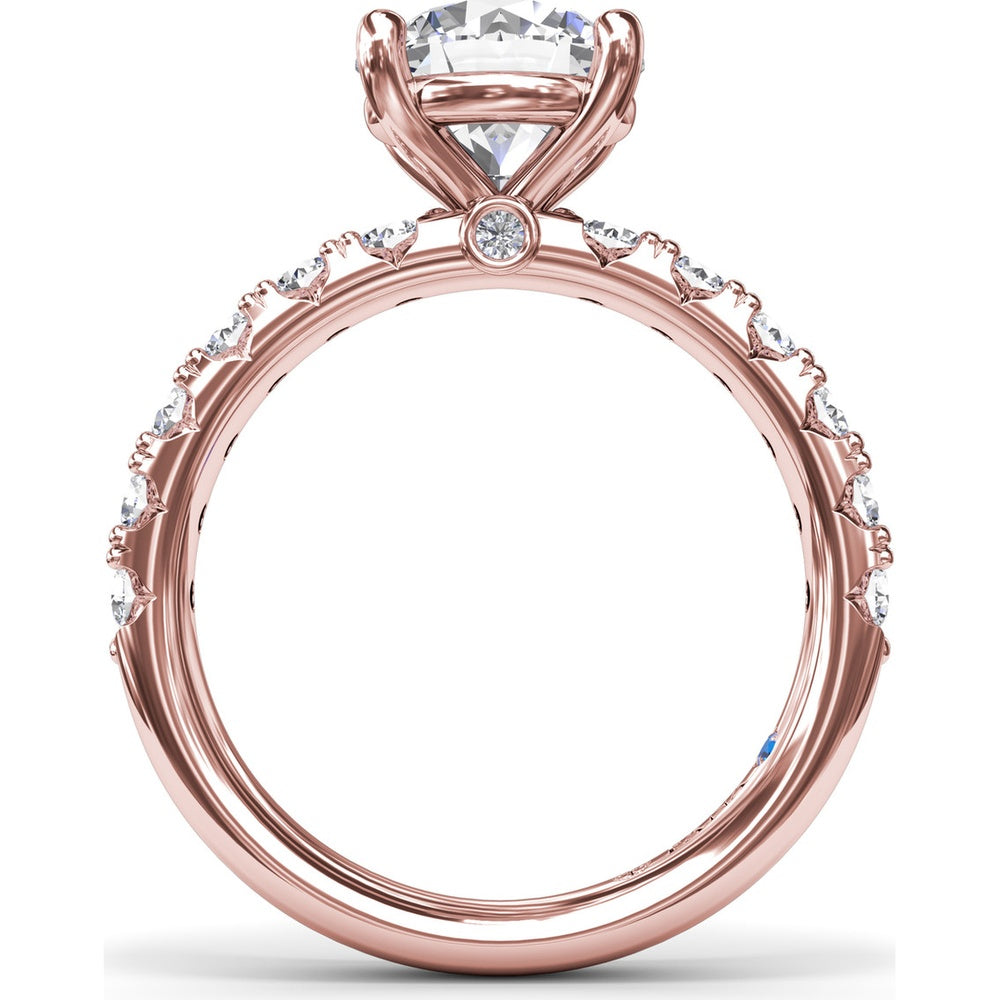 Classic Cathedral Solitaire Engagement Ring Setting with Pavé Diamond Band by Fana - 0.70 Carat Total Diamond Weight