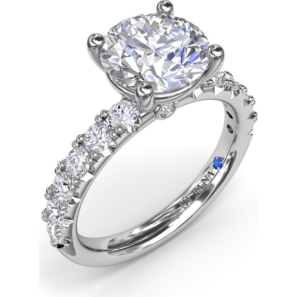 Classic Cathedral Solitaire Engagement Ring Setting with Pavé Diamond Band by Fana - 0.70 Carat Total Diamond Weight