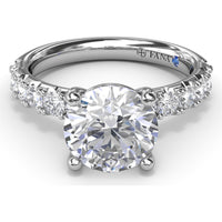 Classic Cathedral Solitaire Engagement Ring Setting with Pavé Diamond Band by Fana - 0.70 Carat Total Diamond Weight