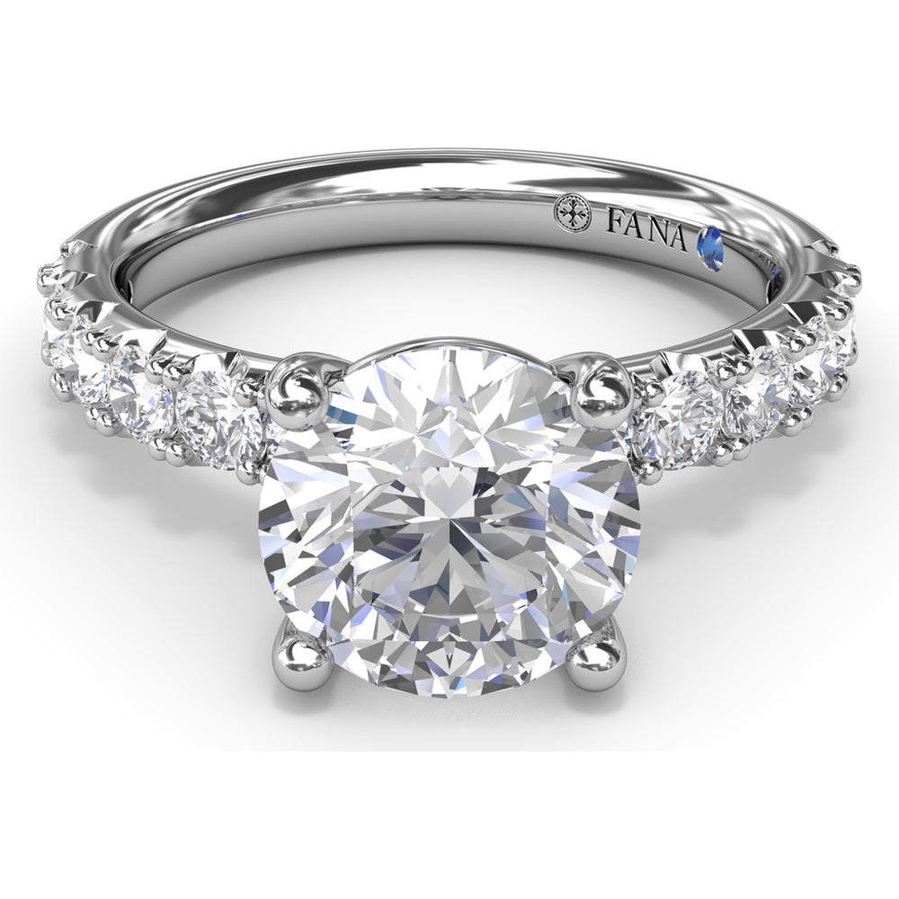Classic Cathedral Solitaire Engagement Ring Setting with Pavé Diamond Band by Fana - 0.70 Carat Total Diamond Weight