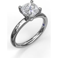 Classic Cushion Cut Solitaire Engagement Ring Setting with Hidden Pavé Diamond Details by Fana - 0.02 Carat Total Diamond Weight