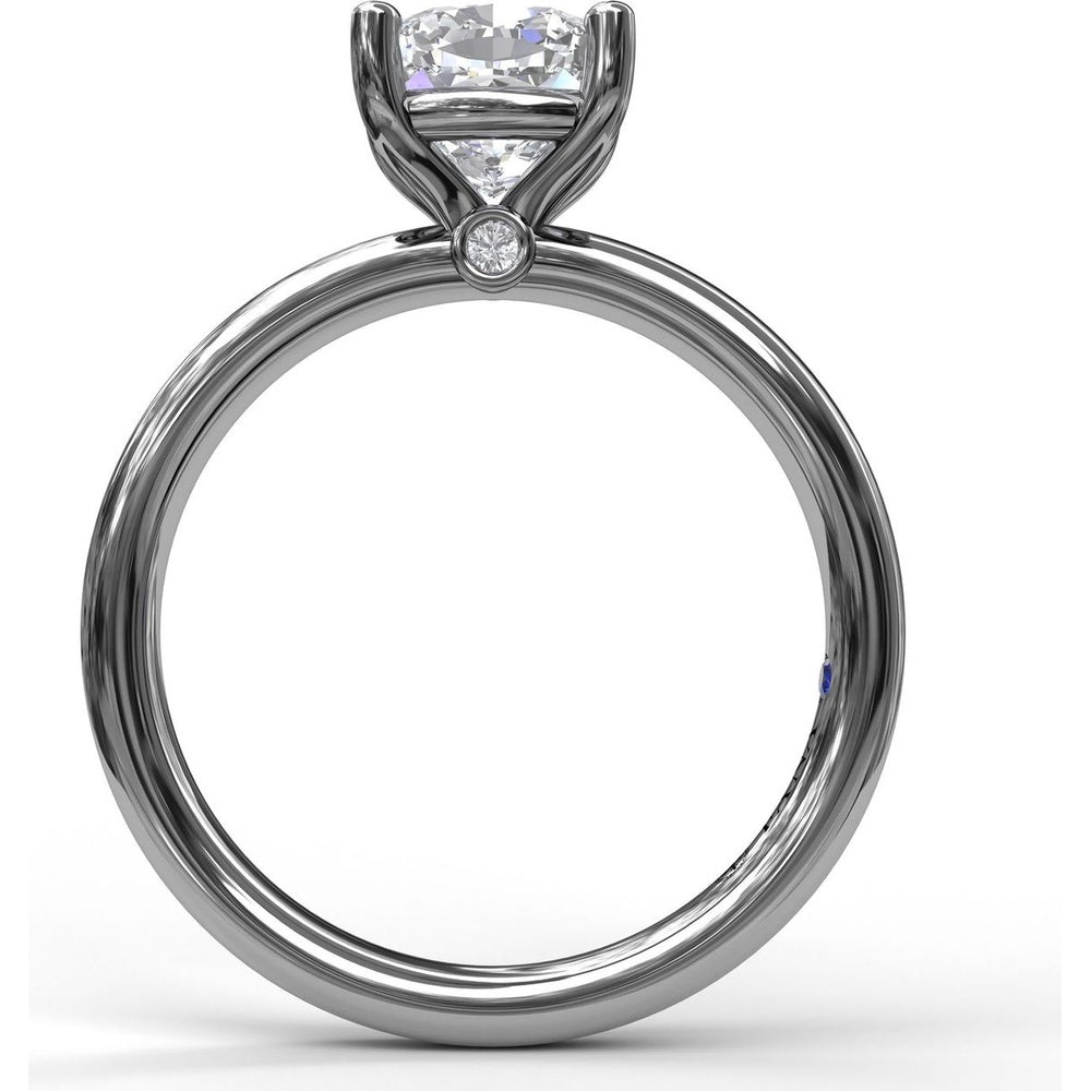 Classic Cushion Cut Solitaire Engagement Ring Setting with Hidden Pavé Diamond Details by Fana - 0.02 Carat Total Diamond Weight