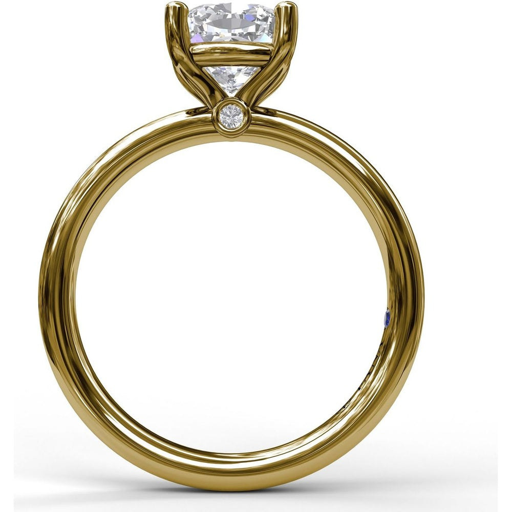 Classic Cushion Cut Solitaire Engagement Ring Setting with Hidden Pavé Diamond Details by Fana - 0.02 Carat Total Diamond Weight