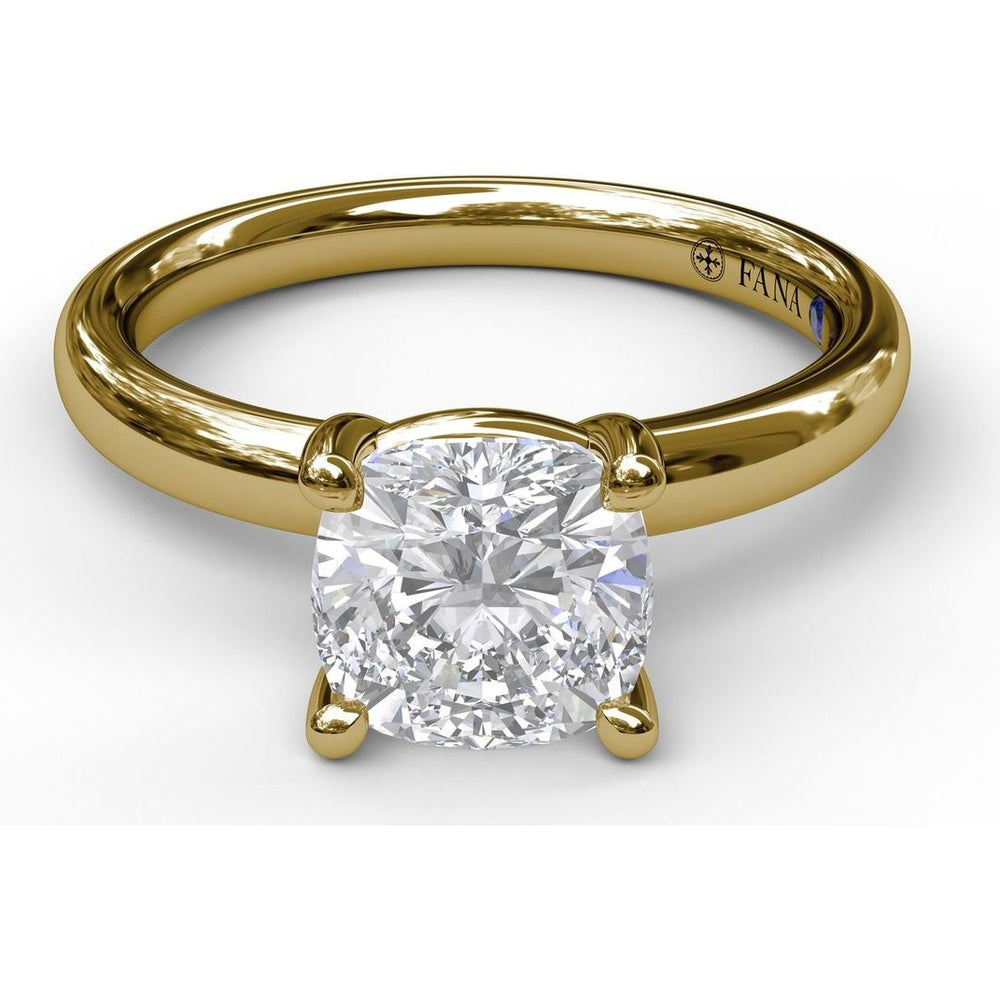 Classic Cushion Cut Solitaire Engagement Ring Setting with Hidden Pavé Diamond Details by Fana - 0.02 Carat Total Diamond Weight