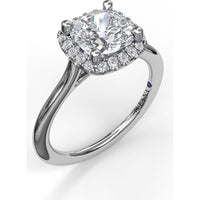 Classic Cushion Halo Engagement Ring Setting with Pavé Round Diamonds by Fana - 0.16 Carat Total Diamond Weight
