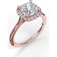 Classic Cushion Halo Engagement Ring Setting with Pavé Round Diamonds by Fana - 0.16 Carat Total Diamond Weight