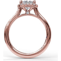 Classic Cushion Halo Engagement Ring Setting with Pavé Round Diamonds by Fana - 0.16 Carat Total Diamond Weight