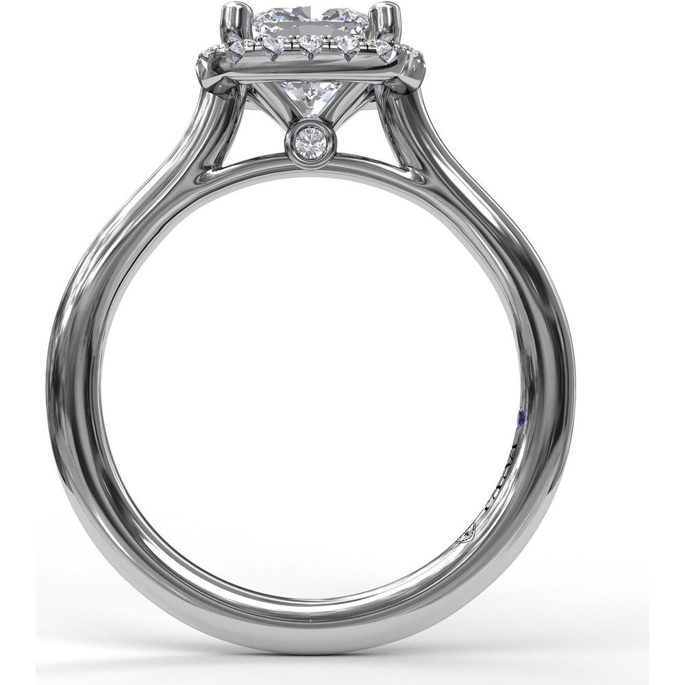 Classic Cushion Halo Engagement Ring Setting with Pavé Round Diamonds by Fana - 0.16 Carat Total Diamond Weight