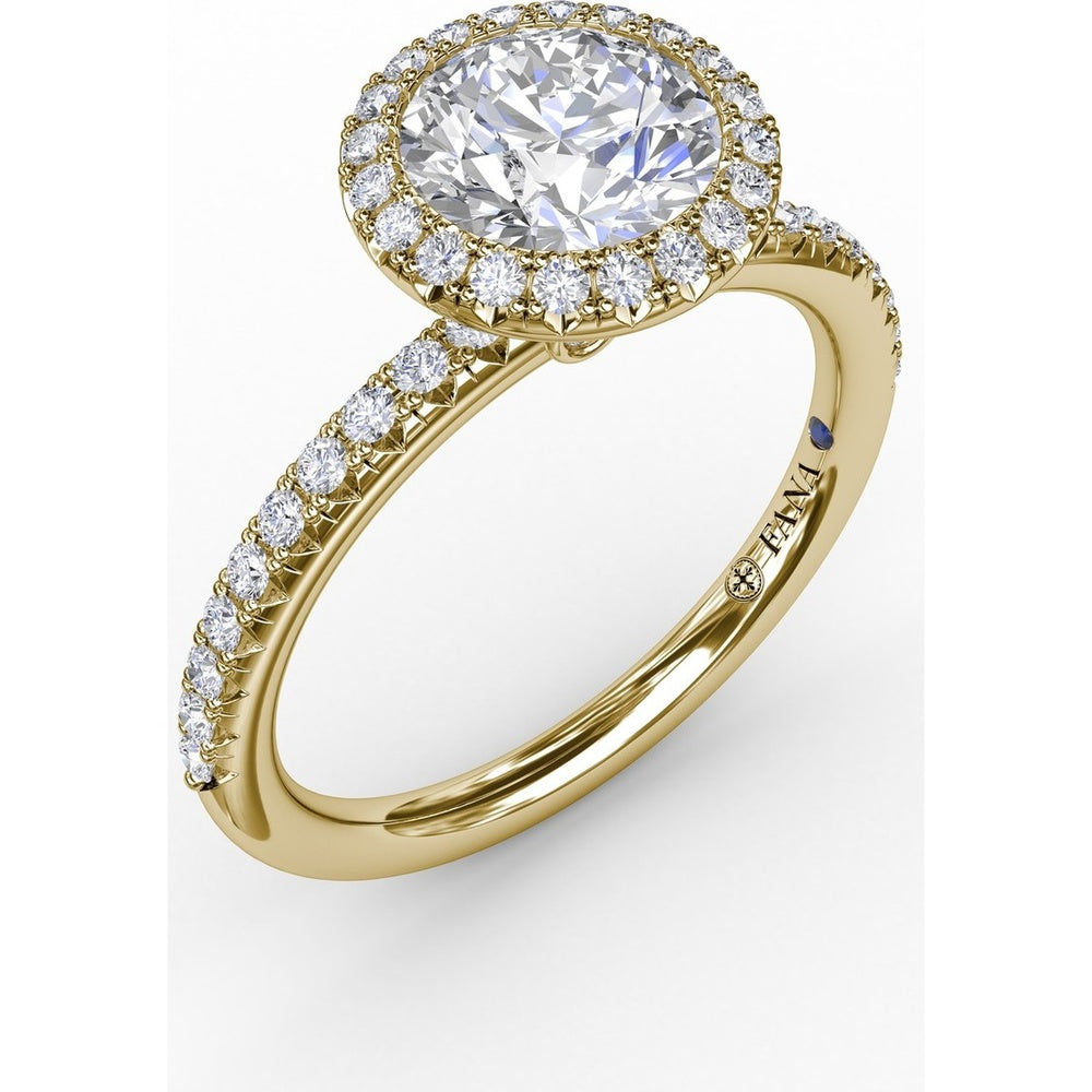 Classic Diamond Halo Engagement Ring Setting with Pavé Diamond Band by Fana - 0.36 Carat Total Diamond Weight