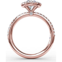 Classic Diamond Halo Engagement Ring Setting with Pavé Diamond Band by Fana - 0.36 Carat Total Diamond Weight