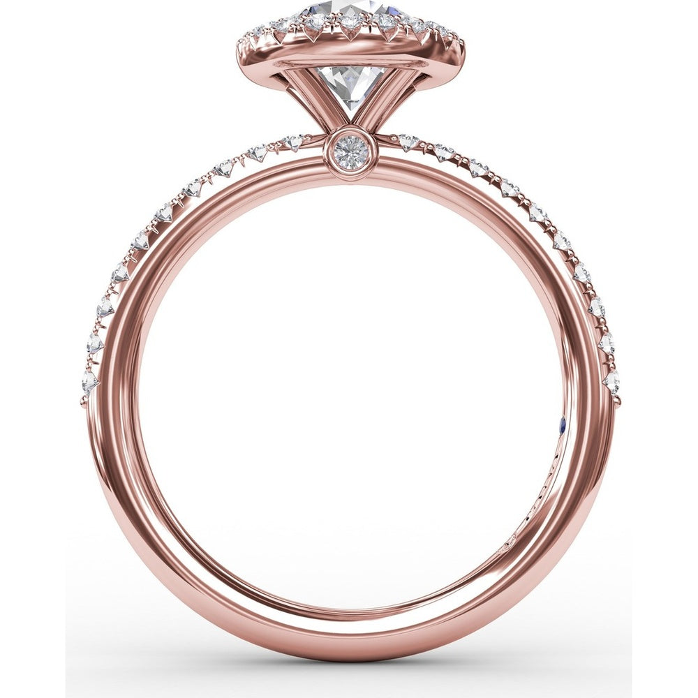 Classic Diamond Halo Engagement Ring Setting with Pavé Diamond Band by Fana - 0.36 Carat Total Diamond Weight