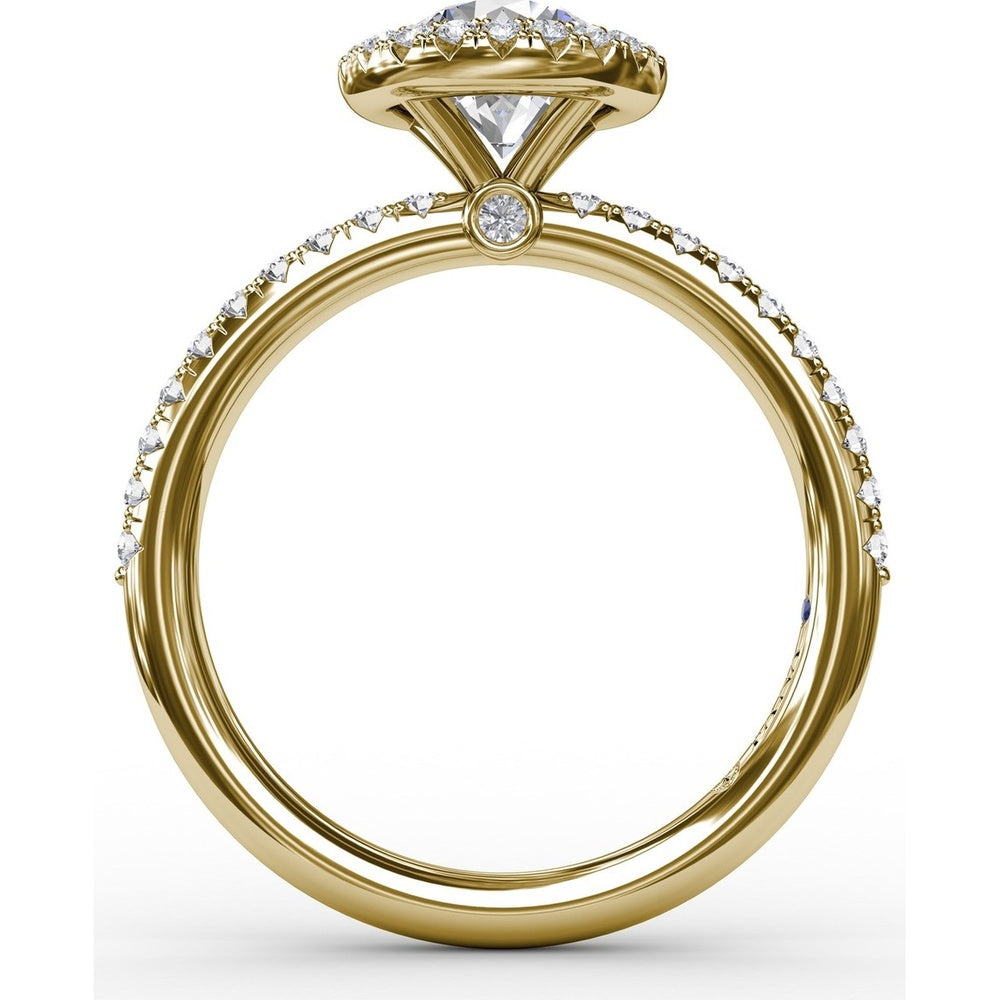 Classic Diamond Halo Engagement Ring Setting with Pavé Diamond Band by Fana - 0.36 Carat Total Diamond Weight