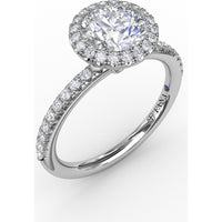 Classic Diamond Halo Engagement Ring Setting with Pavé Diamond Band by Fana - 0.36 Carat Total Diamond Weight