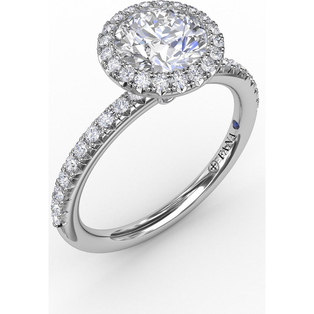 Classic Diamond Halo Engagement Ring Setting with Pavé Diamond Band by Fana - 0.36 Carat Total Diamond Weight