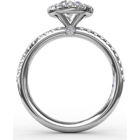 Classic Diamond Halo Engagement Ring Setting with Pavé Diamond Band by Fana - 0.36 Carat Total Diamond Weight