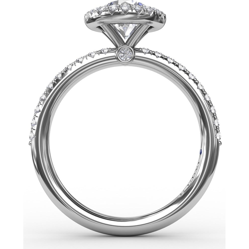 Classic Diamond Halo Engagement Ring Setting with Pavé Diamond Band by Fana - 0.36 Carat Total Diamond Weight