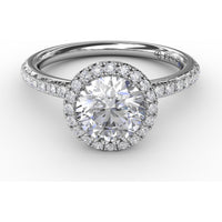Classic Diamond Halo Engagement Ring Setting with Pavé Diamond Band by Fana - 0.36 Carat Total Diamond Weight