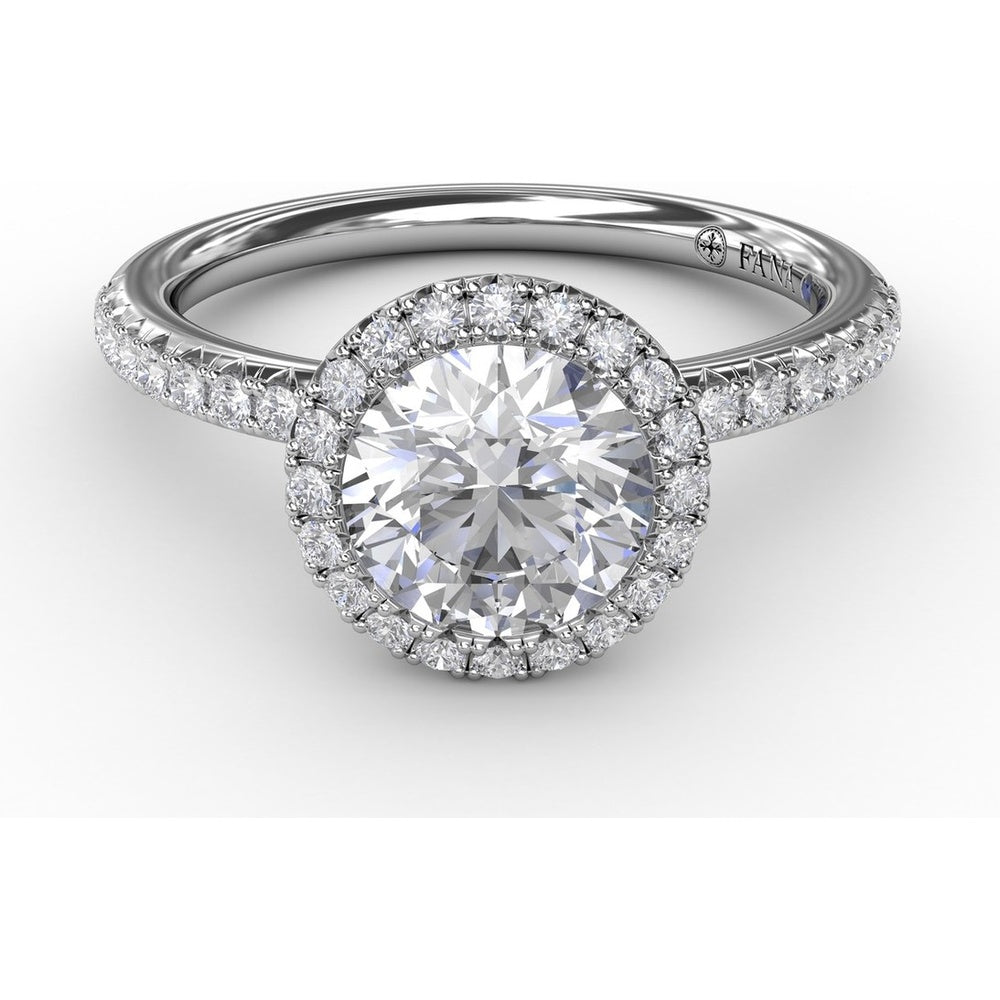 Classic Diamond Halo Engagement Ring Setting with Pavé Diamond Band by Fana - 0.36 Carat Total Diamond Weight