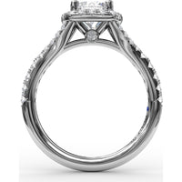 Classic Diamond Halo Engagement Ring Setting with Split Band and Pavé Accent Diamonds by Fana - 0.52 Carat Total Diamond Weight