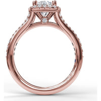 Classic Diamond Halo Engagement Ring Setting with Split Pavé Band by Fana - 0.47 Carat Total Diamond Weight