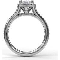 Classic Diamond Halo Engagement Ring Setting with Split Pavé Band by Fana - 0.47 Carat Total Diamond Weight