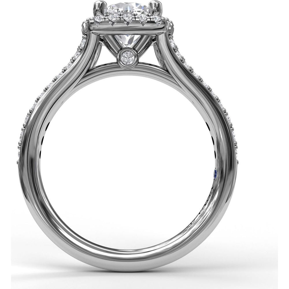 Classic Diamond Halo Engagement Ring Setting with Split Pavé Band by Fana - 0.47 Carat Total Diamond Weight