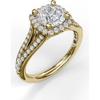 Classic Diamond Halo Engagement Ring Setting with Split Pavé Band by Fana - 0.47 Carat Total Diamond Weight