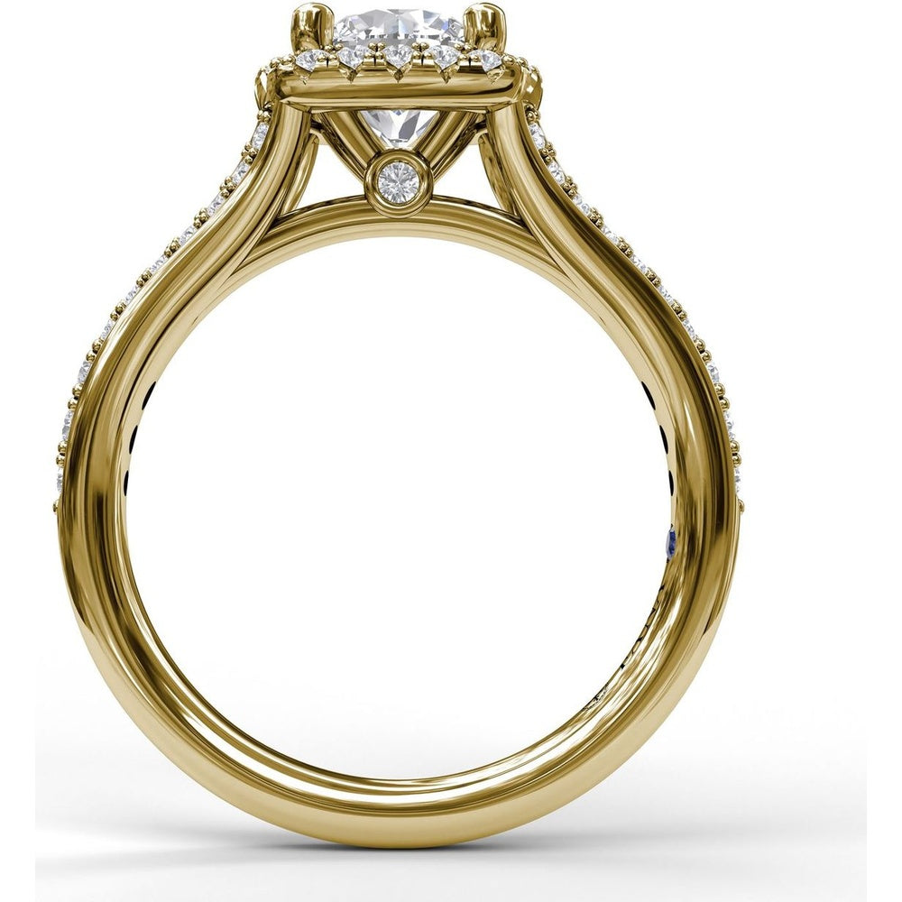 Classic Diamond Halo Engagement Ring Setting with Split Pavé Band by Fana - 0.47 Carat Total Diamond Weight