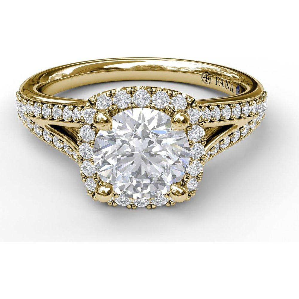 Classic Diamond Halo Engagement Ring Setting with Split Pavé Band by Fana - 0.47 Carat Total Diamond Weight