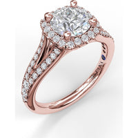 Classic Diamond Halo Engagement Ring Setting with Split Pavé Band by Fana - 0.47 Carat Total Diamond Weight