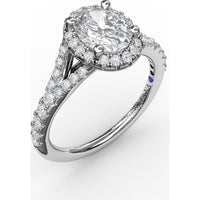 Classic Diamond Halo Engagement Ring Setting with Split Pavé Band by Fana - 0.48 Carat Total Diamond Weight