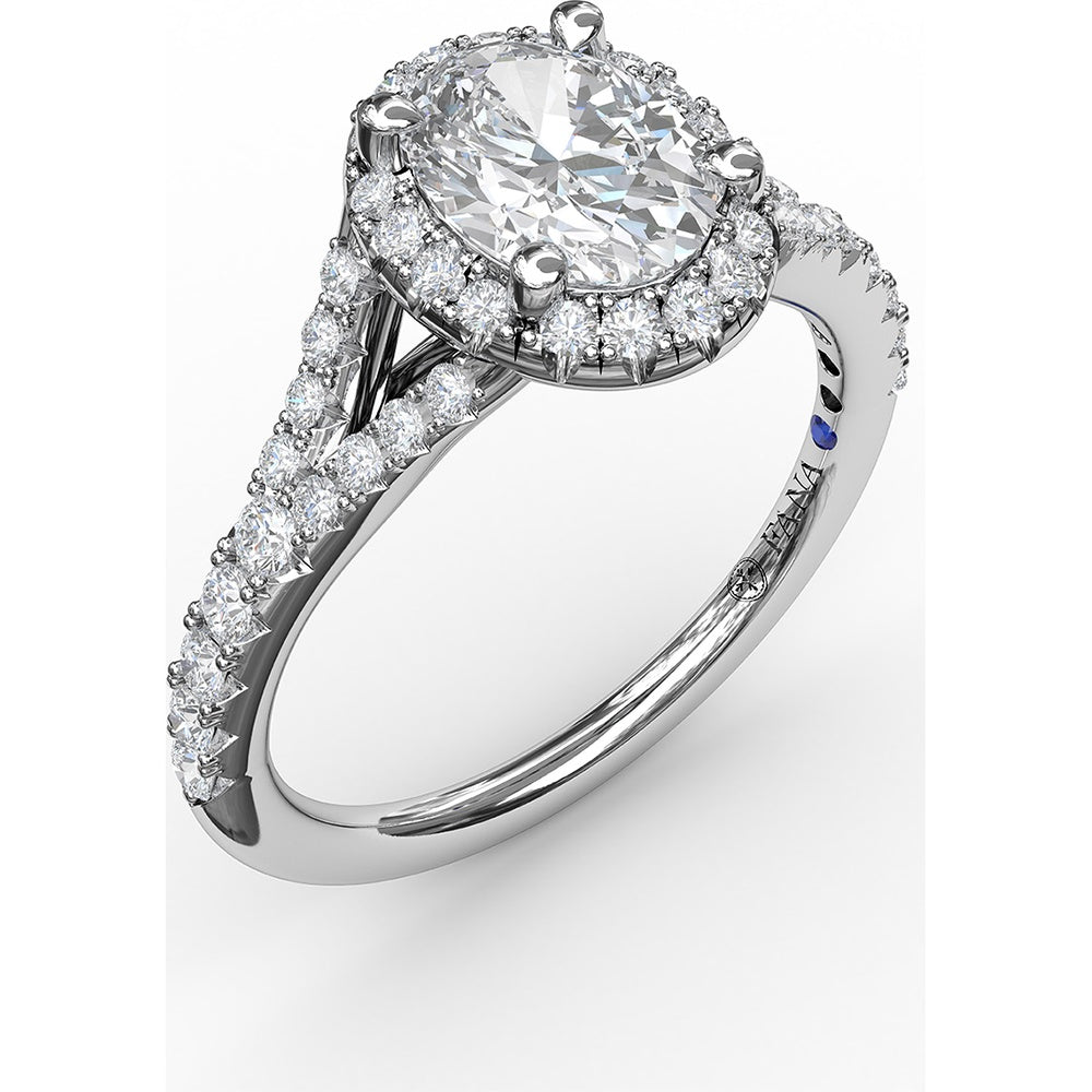 Classic Diamond Halo Engagement Ring Setting with Split Pavé Band by Fana - 0.48 Carat Total Diamond Weight