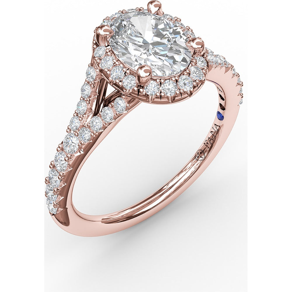 Classic Diamond Halo Engagement Ring Setting with Split Pavé Band by Fana - 0.48 Carat Total Diamond Weight