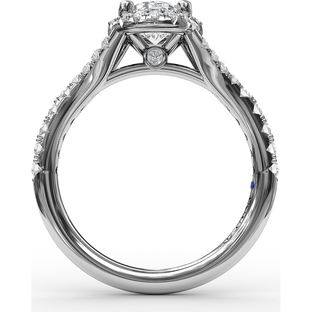 Classic Diamond Halo Engagement Ring Setting with Split Pavé Band by Fana - 0.48 Carat Total Diamond Weight